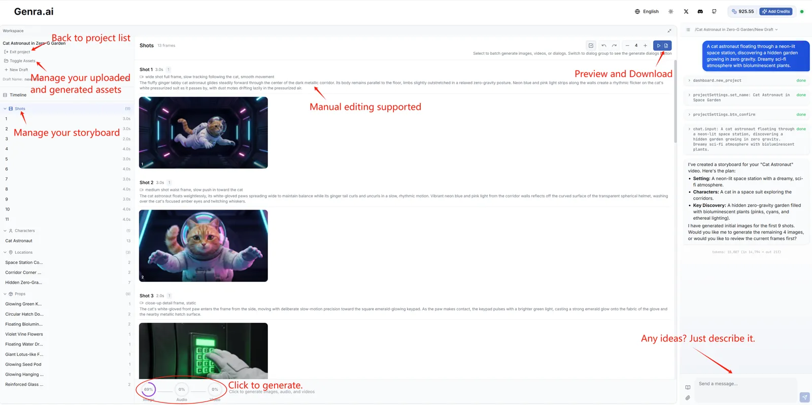 Full project detail view after opening workspace