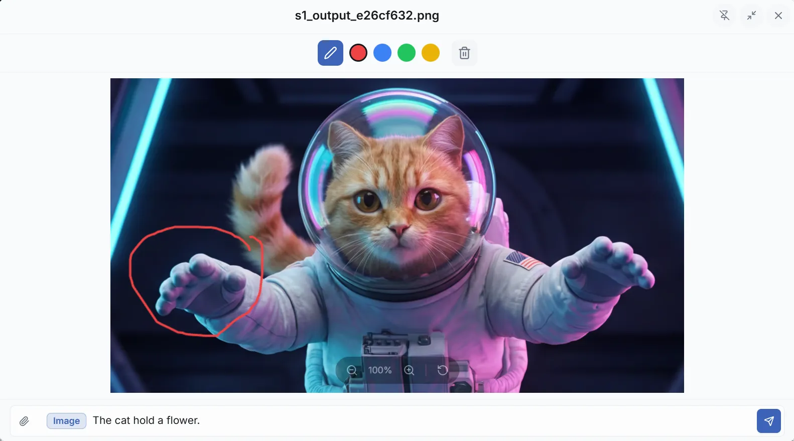 Image editor with brush tool and text description for targeted edits